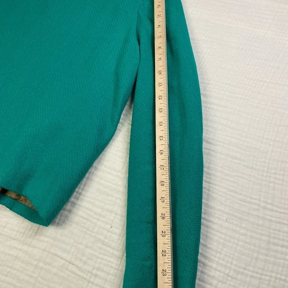 MNG Suit Green Blazer Jacket Gold Accents Size Large Classic Preppy Full Zip